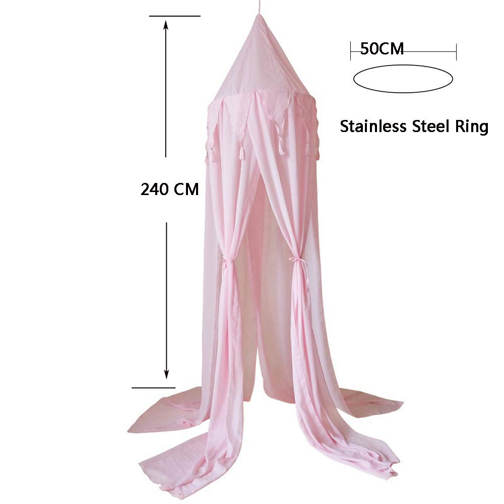 Tenda sensoriale, Baldacchino for Letto Principessa, Cupola Rotonda, Tenda da Gioco, con Nappa, for la Decorazione della Camera da Letto(Pink)