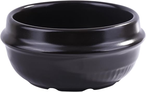 Korean Ceramic Dolsot Bowl, 37oz Large Sizzling Bibimbap Bowl, Heat Resistant Ceramic Pot for Soup and Stew, Serving Bowl for Authentic Crispy Rice, Black Glazed Finish