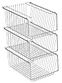 blitzlabs Wire Storage Baskets Stackable Refrigerator Organizer Bins Sturdy Metal Wire Bin Baskets Organization Baskets for Storage with Handles for Kitchen, Closets, Bathroom, Cabinets -Set of 3