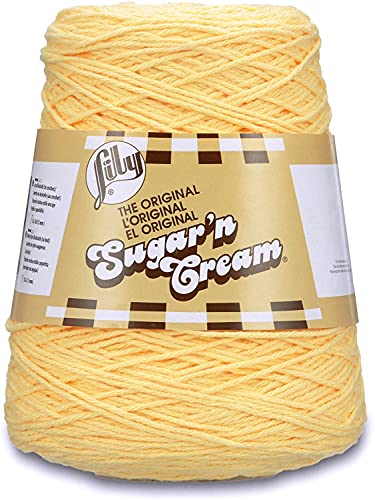 Image of Lily Sugar N Cream Cones Yellow Yarn - 1 Pack of 14oz /400g - Cotton - #4 Medium - 706 Yards - Knitting /Crochet