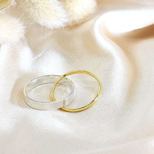 AeraVida Eternal Two Tone Interconnected Gold Plated .925 Sterling Silver Ring | Classic Wedding Rings For Women | Casual Comfort Fit Silver Rings for Women | Couple Unisex Rings | Sterling Silver Rings Sizes 6-93