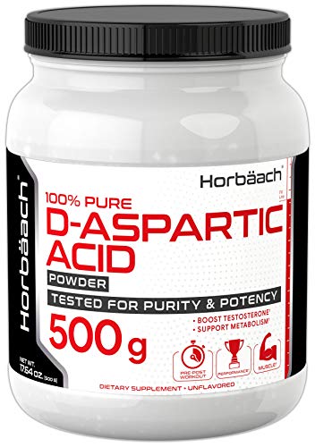 Horbaach D-Aspartic Acid Powder 500 Grams | DAA Testosterone Booster Supplement