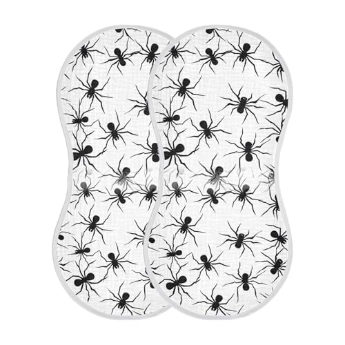 Muslin Burp Cloth for Baby 4PCS Halloween Araneidae Black Super Absorbent Burping Cloths, Bibs for Newborn Boys Girls2