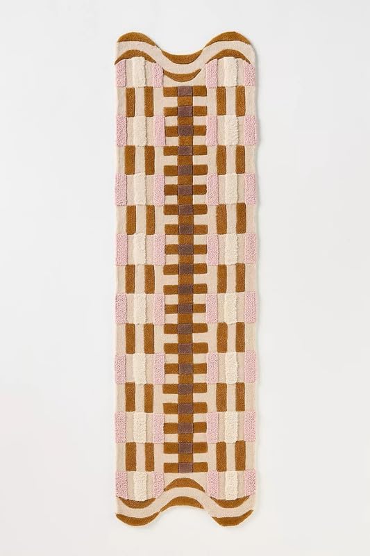 10x14 Ft Handmade Tufted Rug Brown Cream Geometric Pattern Big Size Area Rug