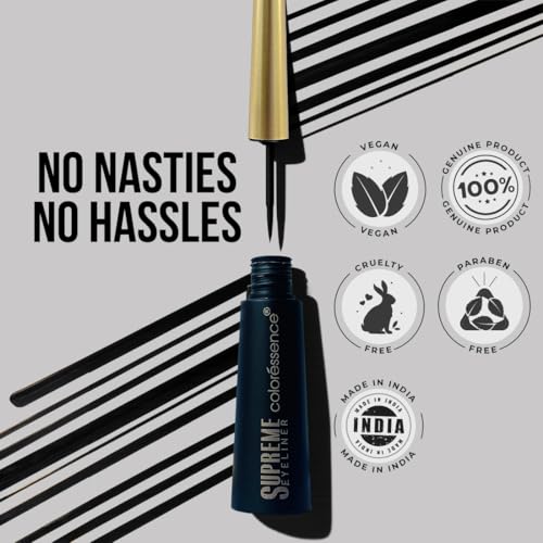 Image of Coloressence Supreme Eyeliner, Intense Black, 5ml | Long Lasting | Waterproof | Smudgeproof | Quick Dry | Precision Applicator Tip | Easy Application