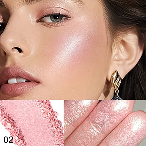 Face Contour Highlighter Palette, Shimmer Highlighter Powder Makeup, Smooth Longlasting Shiny Face Blush Cheek Blush, Baked Glow Illuminator For Face & Body (#02) #TOP1