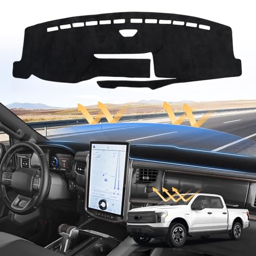 Sunsdrew Dash Cover for Ford F150 Lightning 2022-2026 Dashboard Cover Mat for F150 Lightning Accessories Sunshade Nonslip Mesh Protector No Glare