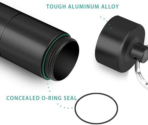 Miniatura 3 de Opret Pastillero para llavero, 3 compartimentos de metal pequeño, pastillero de viaje portátil impermeable, contenedor de píldoras para bolso (negro)