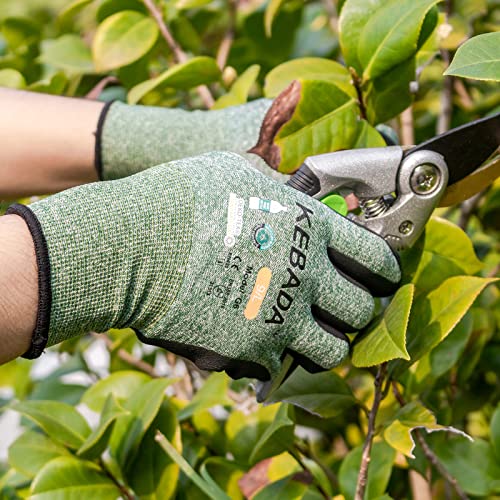 Kebada Gardening Gloves For Men, 6 Pairs Breathable Garden Gloves, Foam Latex Coated, Stretchable Knitting General Duty Work Gloves, Made From Recycled Pet Bottles,Green & Gray, Large #TOP2