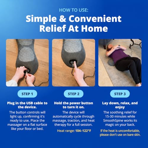 Image of SmoothSpine Triple Fusion Back Massager - The Official Smooth Spine Massager with Heat - Design to Support Lower Back Comfort, Relaxation Device for Home Use (Triple Fusion Back Massager)