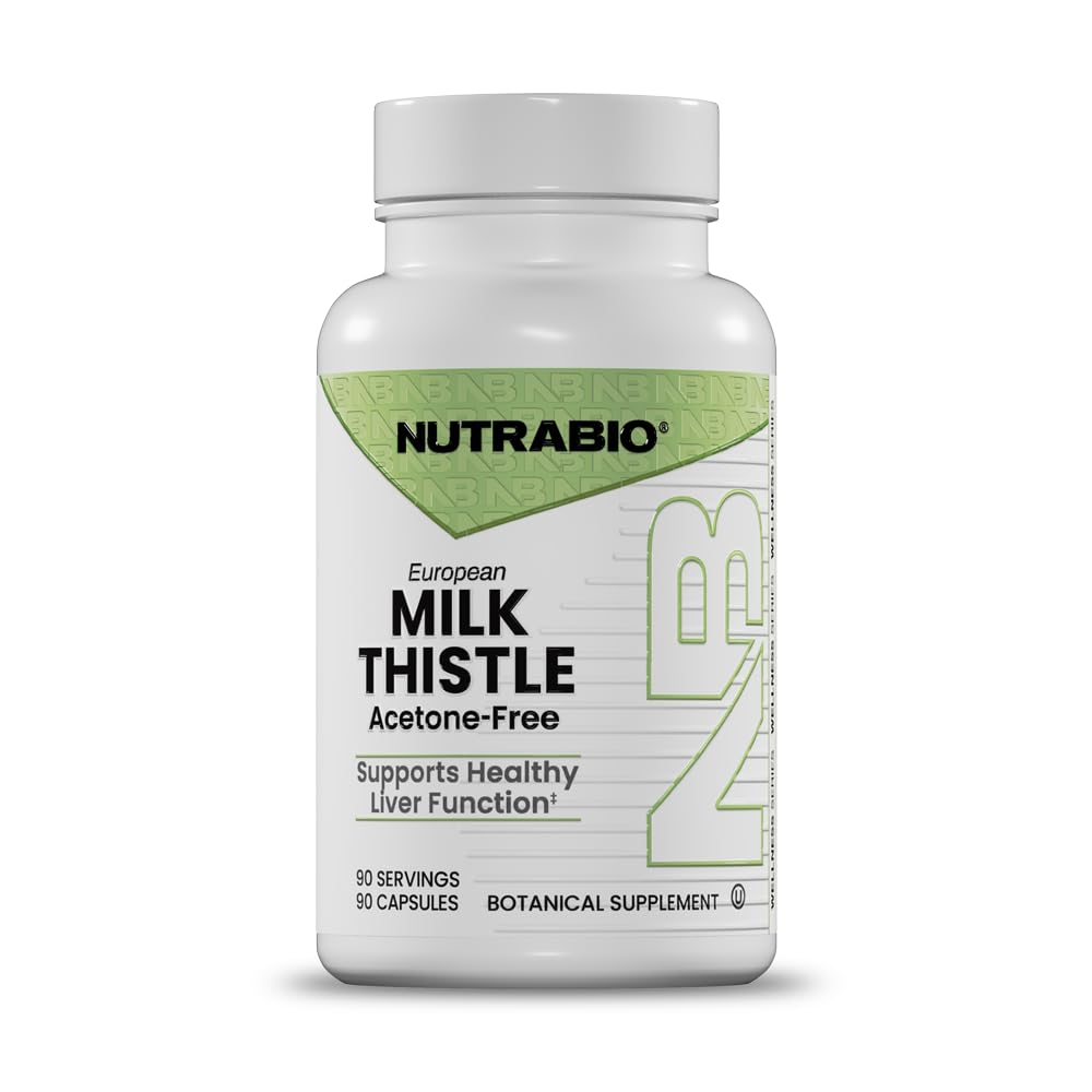 NutraBio European Milk Thistle Supplement, 241mg - Supports Antioxidant Benefits and Wellness for Liver Detox, 90 Capsules, 80% Silymarin Extract, Herbal Supplement