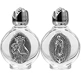 Zerodeko 2pcs Holy Water Bottle Catholic Water Bottles Heart of Mary Religious Easter Bottle Empty Perfume Containers for Travel Home Kitchen Party Decor Silver