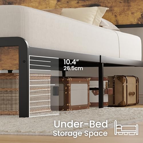 Image of LIKIMIO California King Bed Frames with 2-Tier Storage Shelf Headboard