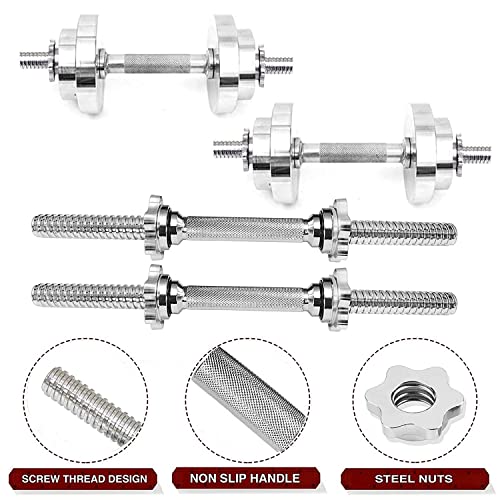 Image of BULLAR home gym set 8kg to 70kg with ez /curl /straight /pair of dumbbell rods, customize your own Exercise Set with Workout Accessories (Starnut Dumbbell Rods, Steel, 15 KG)