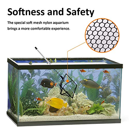 Image of Aquarium Fish Net, 6 Inch Fine Mesh Fish Tank with Extendable 9-24 inch Long Handle