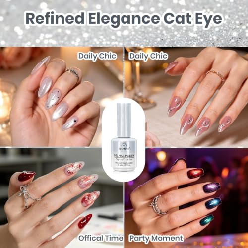Image of Beetles Silver Cat Eye Gel Nail Polish, Diamond Dust 15ml Magnetic Gel