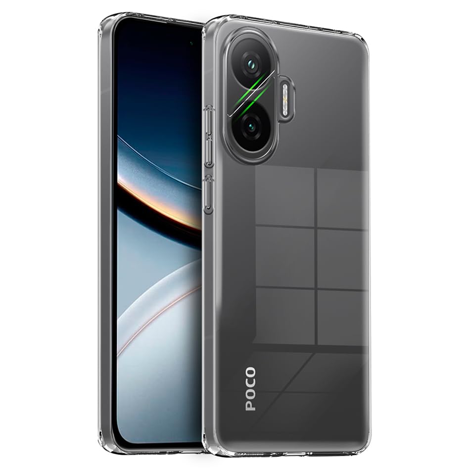 Image of Fashionury Crystal Clear Case for Poco F7 5G | Yellowing Resistance | Transparent TPU Silicone | Raised Camera Lips | Slim Transparent Cover