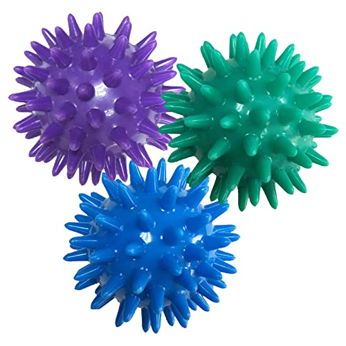 MagiDeal Lot de 3 Boule de Massage Spikey Balle à Picots Masseur Pieds, Dos, Epaules, Bras Soulagement du Stress Réflexologie Acupression (6cm, Violet Bleu Vert Foncé)