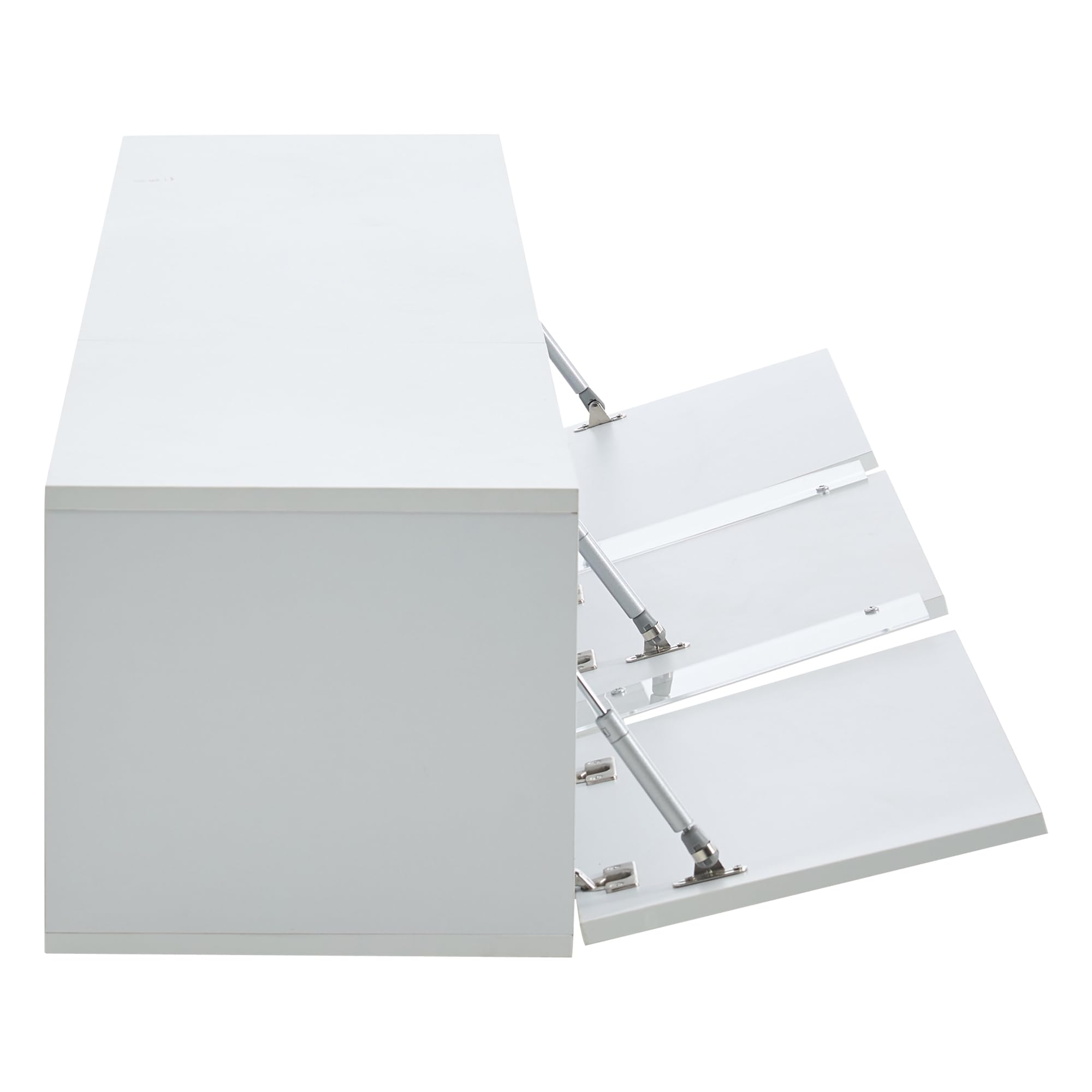 Meuble TV Mural avec lumières LED 3 Portes Lowboard pour téléviseur 75 Pouces Brillant pour Salon Salle à Manger Meubles Bas Blanc