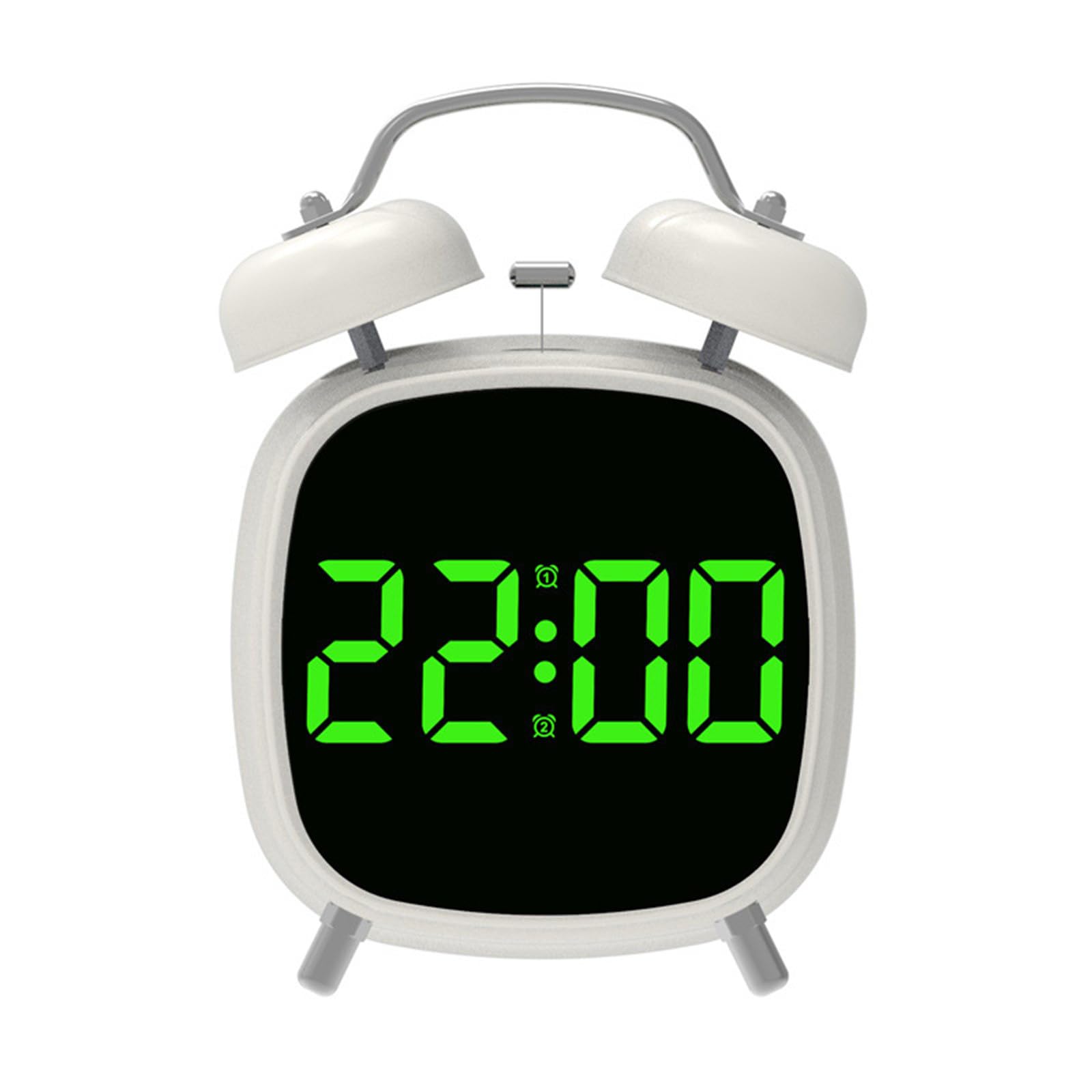 HDOYTXXM Digital Clock with Double Bells Alarms Large Display and Brightness External Power Efficient 5V1A Clock Loud