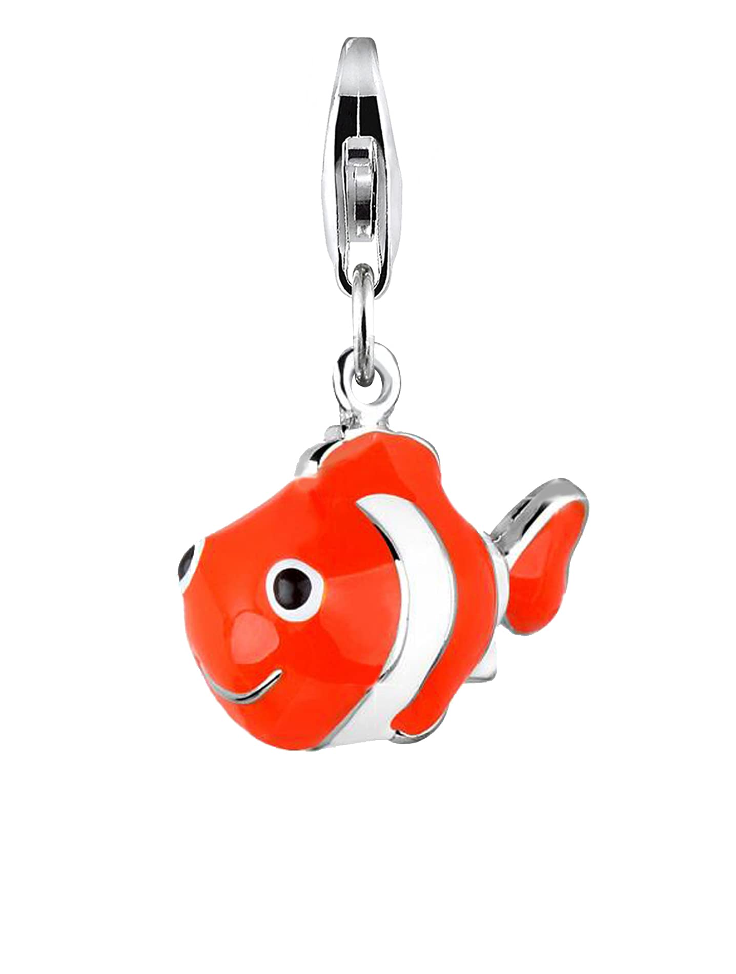 Nenalina Nemo, Fisch Karabiner Charm Anhänger für Bettelarmband aus 925 Sterling Silber 714060-001
