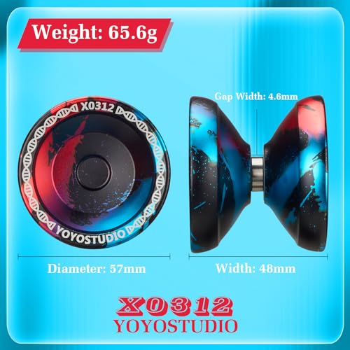 YOYOSTUDIO Unresponsive Yoyo Professional Fingerspin Yoyo for Kids Beginners, Yo yo for Adults, Metal Yoyo for Finger Spin Tricks, Pro Trick Yoyo with 10 Strings, Case & Gloves Black Blue Red - Thumbnail 4
