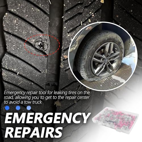 Image of 60PCS Tire Plug Kit,Self-Service Flat Tire Repair Kit Including Screwdriver,Upgraded Thickened Adhesive-Covered Tires Repair Screws for Sudden Flat Tyres Emergencies (60PCS)