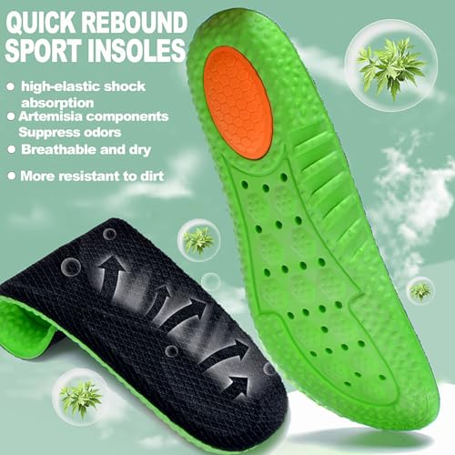 2 Pairs of Comfort Insoles with Memory Foam for Men & Women - Shock-Absorbing, Breathable & Arch Support for Sports, Work and Everyday Use (Black, Men 6.5-7.5 | Women 7.5-8(10.24")(26MM))