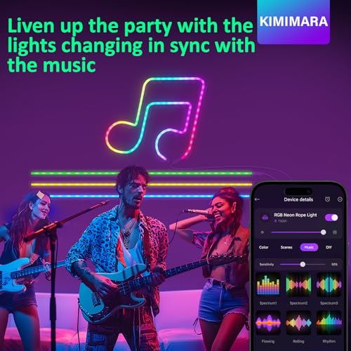 Neon LED Strip 3 m – RGB Neon LED Streifen mit App-Steuerung, Musik-Sync & DIY-Lichteffekten, Flexibles Lichtband für Wohnzimmer, Schlafzimmer, Wand- & Gaming-Deko, Gaming Zubehör