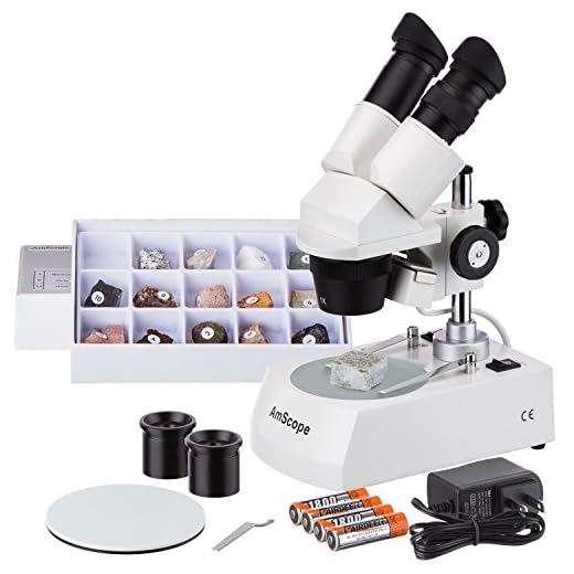 AmScope SE305-PX-LED-RK15 5X-10X-15X-30X Geologist's Cordless Stereo Microscope w/Top & Bottom LED Lights