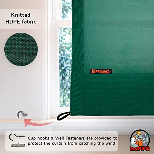 Image of HIPPO 180 GSM HDPE Outdoor Loop Curtain for Balcony & Patio Sun Blocking, UV Protection & Light-Filtering Curtains(Midnight-Green- 4.5FTX4.5FT) Pack of 2