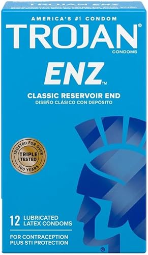 Trojan Enz Preservativos Lubricantes, 12 Ea (paquete de 3)
