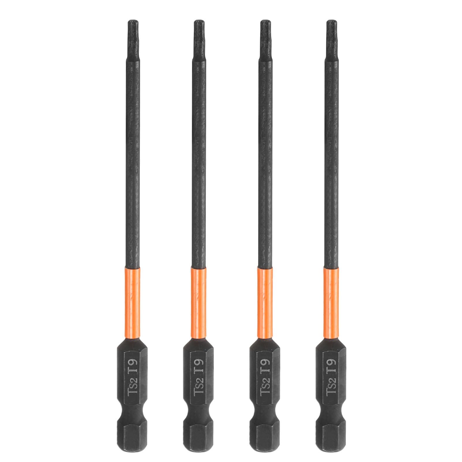 sourcing map 4pcs T9 Torx Head Screwdriver Bit 100mm Long 1/4" Hex Shank — image 1