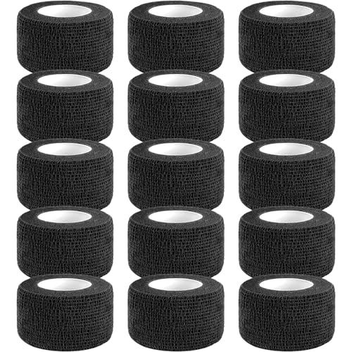 BILGETA Selbstklebender Verband, 15 Rollen x 2,5cm x 4,5m Pflaster Rolle Verbandsmaterial, Elastische Binde Bandage Fixierbinde Haftbandage Selbstklebend