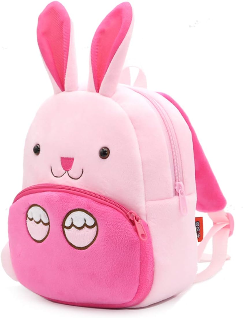 Cute Toddler Backpack,Cartoon Cute Animal Plush Backpack Toddler Mini School Bag for Kids Age 2-4 Years Old(Rabbit) - Image 2