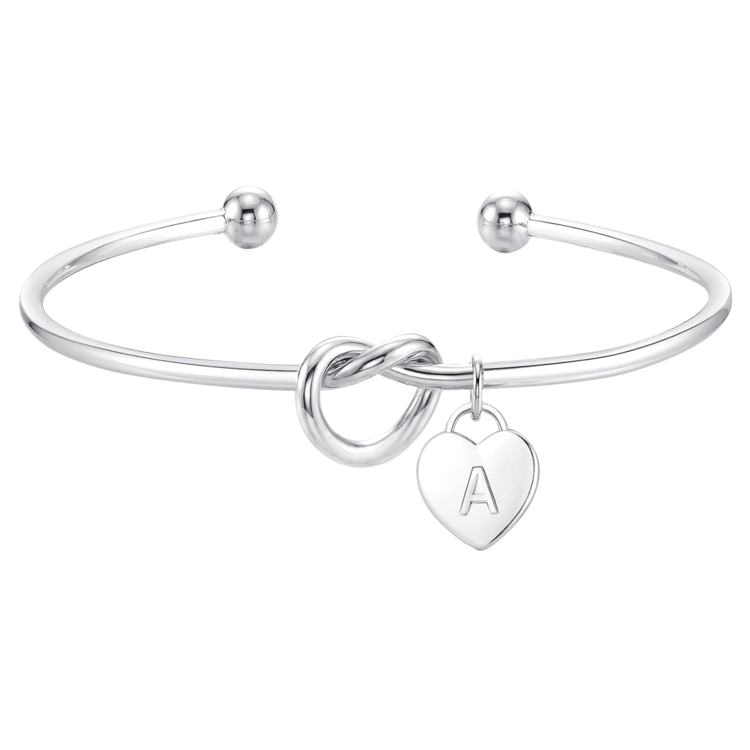 ZOERAY Armband Damen Gold Silber Wasserfest 18K Vergoldet Armreif Silber Knoten Armband mit Buchstaben Anhänger Herz Armbänder Armkette Schmuck Personalisierte Geschenke für Frauen Mädchen Freundin