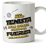 MUGFFINS Tazas para TENISTA hombre - En Español - Mejor de la Galaxia Cuando Fuerza me Acompaña - 11 oz / 330 ml - Regalo original y divertido