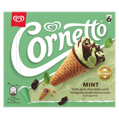 Cornetto Mint Ice Cream Cones 6 x 90ml