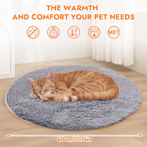 Peelanmall Heizmatte für Hunde und Katzen 40 x 40 cm, Innenwärmematte USB Lade Haustier Heizdecke 28 ℃ Konstante Plüsch-Haustier-Heizkissen, Katze Heizdecke, Weich & kuschelige Katzendecke