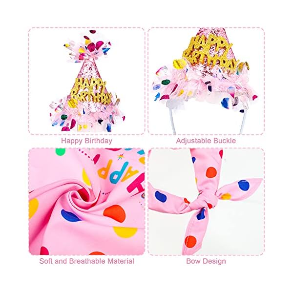 4 pieces girl dog birthday outfit dog 1st birthday girl bandana with hat and dress girl set, puppy birthday party supplies, cute pink tutu skirt outfit for small medium dogs - image 4