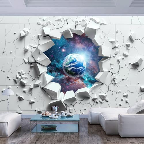 JIAOQSS fotomurales pared profundidad Muros penetrantes de Fantasy Earth Papeles Oficina Dormitorio Decoración del hogar TV fondo carteles Pegatina grande diseño paredes