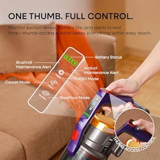 KIPMAX Cordless Vacuum Cleaner, 50KPa/70Mins/550W Stick Vacuum with Aromatherapy, Anti-Tangled handheld Vacuum Cleaner Self-Standing, Rechargeable Battery, LED Display for Pet Hair/Carpet/Floor