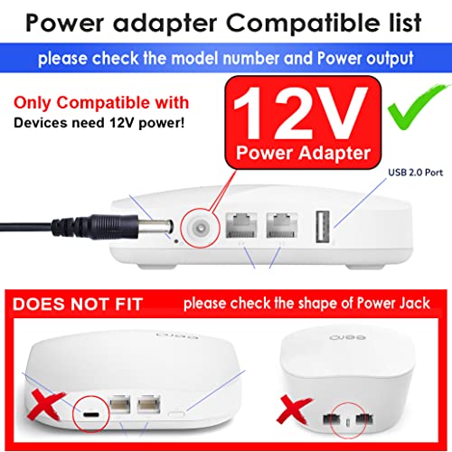 T-Power 12V Charger For Belkin & Netgear Wireless Router, Tplink & D-Link Modem, Motorola, Eero Home Wifi System Power Supply Cord Ac Dc Adapter #TOP1