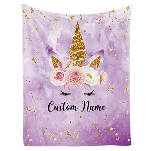 Image of Personalized Girls Blanket with Name for Kid Custom Large Blanket for Teen