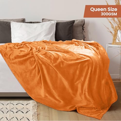 Image of Utopia Bedding Fleece Blanket Queen Size Burnt Orange 300GSM Luxury Fuzzy Soft Anti-Static Microfiber Bed Blanket (90x90 Inch)