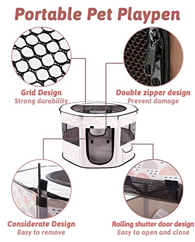 Bnosdm Rabbit Playpen With Zippered Top Portable Small Pet Playpen Cage Tent Bunny Foldable Pop Up Playpen Indoor Outdoor Travel Use Exercise Yard Fence For Rabbits Ferrets Cats Dogs Guinea Pigs #TOP3