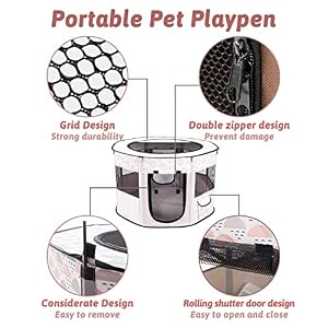BNOSDM Cat Small Dog Playpen with Zippered Top Portable Puppy Play pens Cage Kitten Foldable Pop Up Dogs Kennel Tent Indoor Outdoor Travel Use Exercise Yard Fence for Kittens Cats Puppies BNOSDM Cat Small Dog Playpen with Zippered Top Portable Puppy Play pens Cage Kitten Foldable Pop Up Dogs Kennel Tent Indoor Outdoor Travel Use Exercise Yard Fence for Kittens Cats Puppies