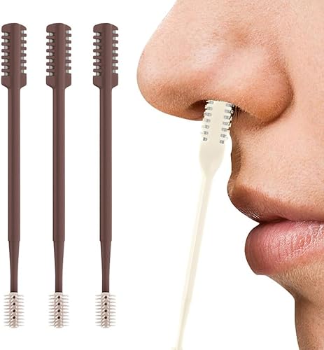 Cortador de pelo nasal 2 en 1, recortador de vello nasal para hombres y mujeres, herramienta de extracción manual portátil de 360 con recogedor de