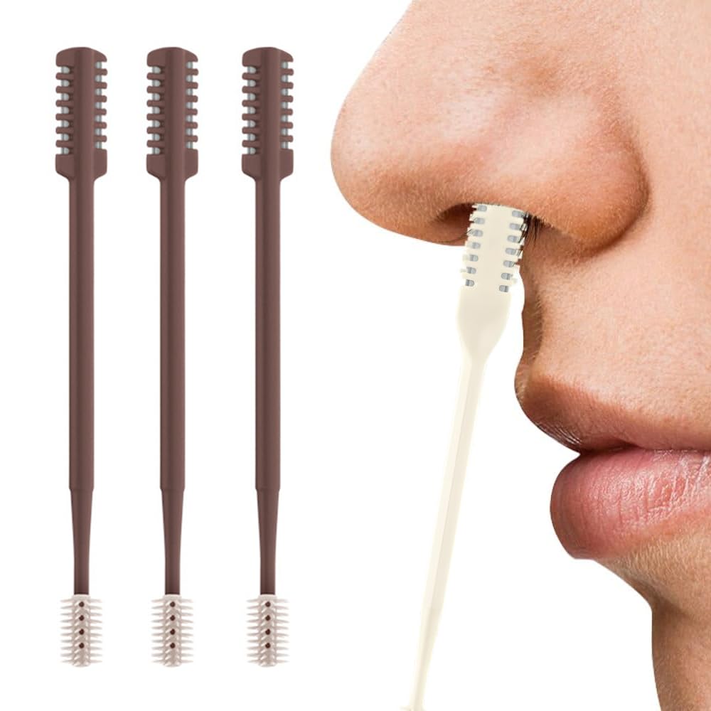 2-in-1 Nasal Hair Cutter Nose Hair Trimmer for Men Women 360 Rotating Portable Manual Nose Hair Remover Tool