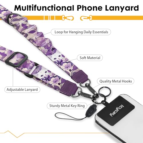 Image of Icycay Phone Lanyard Crossbody Strap Neck Adjustable Teacher Women Cat